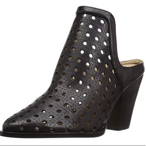 Black Mule Booties, Black Mules Perforated, Size 7